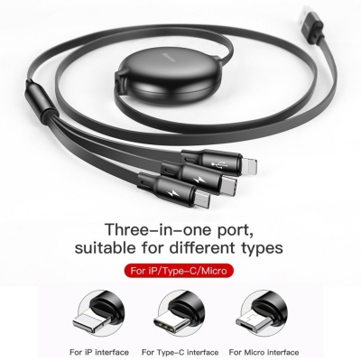 Picture of 3 in 1 Retractable USB C 6A 100W USB Fast Charger for iPhone 13 14 12 11 Pro X Max Type C/Micro Fast Charger for 5 colour multicolour