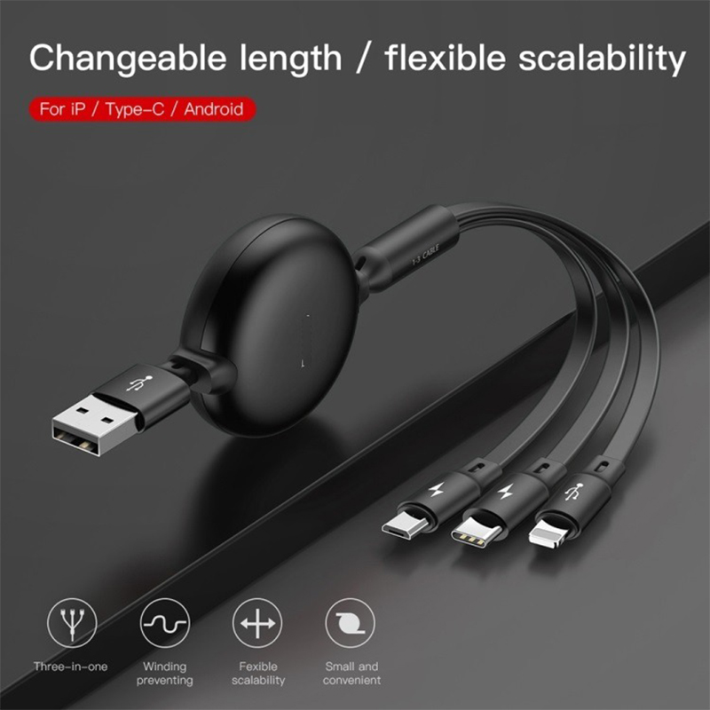 Picture of 3 in 1 Retractable USB C 6A 100W USB Fast Charger for iPhone 13 14 12 11 Pro X Max Type C/Micro Fast Charger for 5 colour multicolour