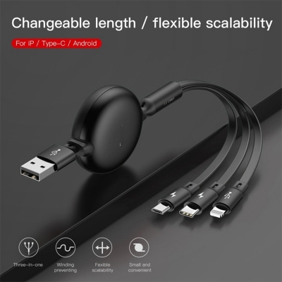 Picture of 3 in 1 Retractable USB C 6A 100W USB Fast Charger for iPhone 13 14 12 11 Pro X Max Type C/Micro Fast Charger for 5 colour multicolour