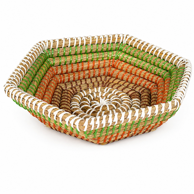 Picture of Gorgeous Handicrafts Tray hexagonal kansgrass natural D26-BASK-003, ROMBOS