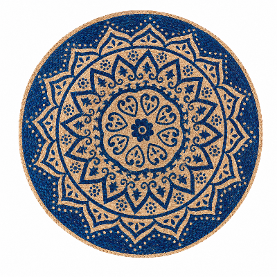 Picture of Gorgeous Handicrafts Rugs round jute braid printed blue D25-RR-002, DHUMKETU