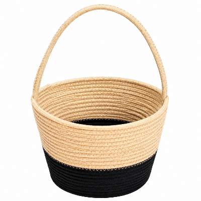 Picture of Gorgeous Handicrafts Basket round cotton black brown D26-BAS-808, BALTI