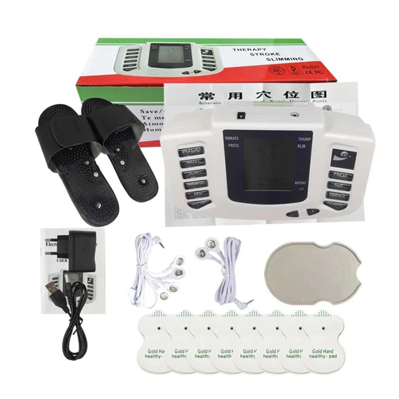 Picture of Body Slimming massager tens massager digital therapy Massageador tens machine Electrod Pads+Russian/English+slippers