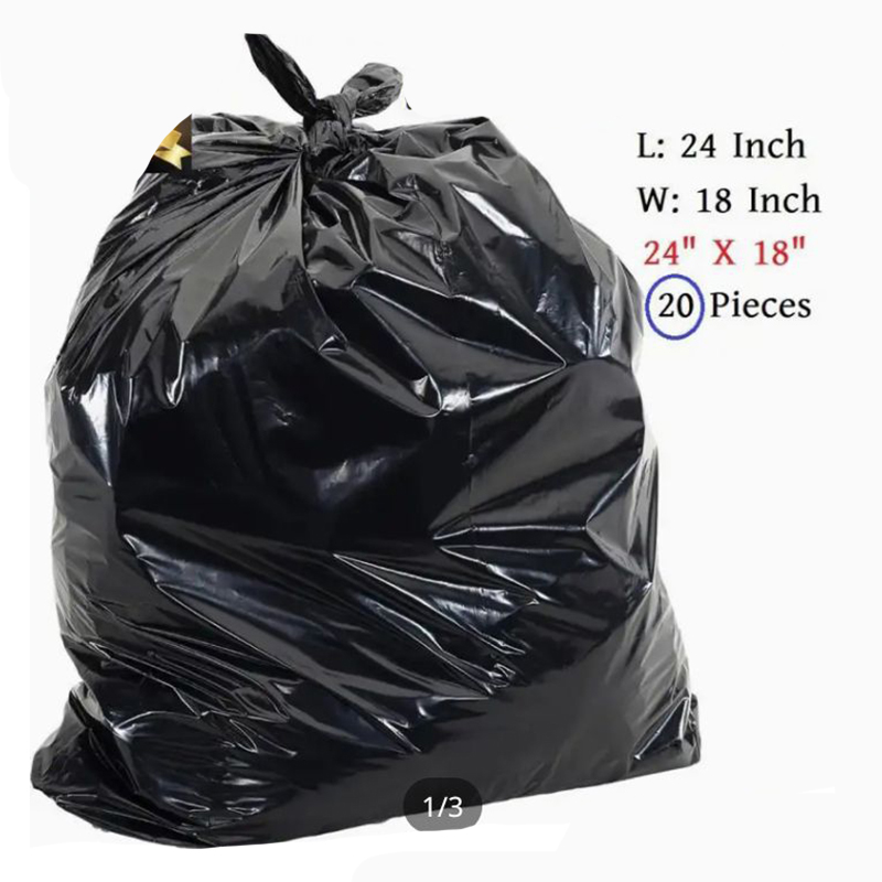Picture of Trash Bags (40 Pcs) 18x24 inch High Quality / Garbage Bag / Waste Bag Black - Black