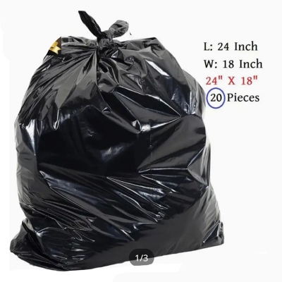 Picture of Trash Bags (40 Pcs) 18x24 inch High Quality / Garbage Bag / Waste Bag Black - Black