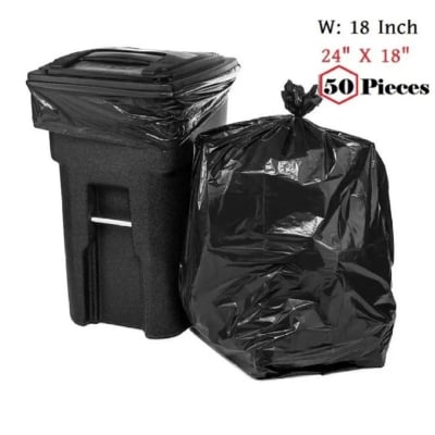 Picture of Trash Bags (20 Pcs) 18x24 inch High Quality / Garbage Bag / Waste Bag Black - Black