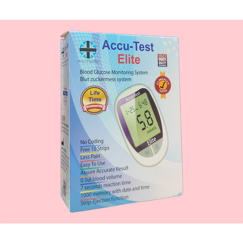 Picture of Accu Test Elite Blood Glucose Monitor - 10 Strips &10 Needles FREE