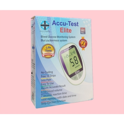 Picture of Accu Test Elite Blood Glucose Monitor - 10 Strips &10 Needles FREE