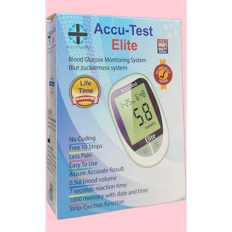 Picture of Accu Test Elite Blood Glucose Monitor - 10 Strips &10 Needles FREE
