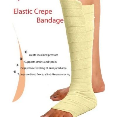 Picture of First Aid Elastic Crepe Bandage (Spots Injury / Neo Bandage)- 4 inch x 4.5 Yds/Bandage/crepe bandage/Pain relief