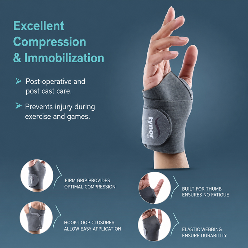 Picture of Tynor Wrist support Brace with Thumb Stabilizer with Adjustable Wrist Support - Ash