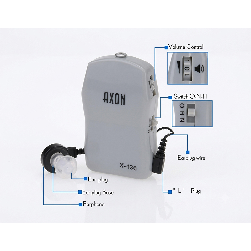 Picture of Axon X-136 পকেট টাইপ হিয়ারিং এইড সাউন্ড অ্যাম্প্লিফায়ার - Multicolor