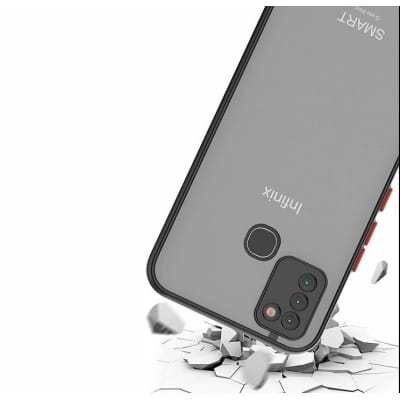Picture of For Infinix Hot 10 Play Camera Protection Smoke case Matte Finish Mobile Back Cover -Black