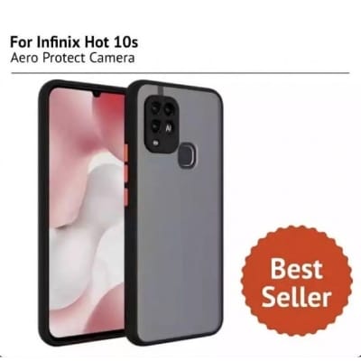 Picture of Hot 10S Camera Protection Smoke case Matte Finish Mobile Back Cover -Black