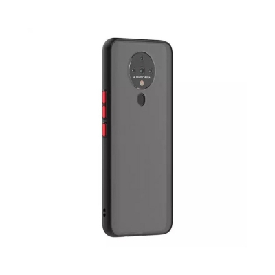 Picture of For Tecno Spark 6 - Luxurious Smoky Matte Case Shockproof Contrast Color Hit Button Hard Silicone Transparent Back Cover -Black