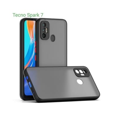 Picture of For Tecno Spark 7 Camera Protection Smoke case Matte Finish Mobile Back Cover -Black