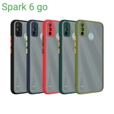 Picture of Translucent Frosted Smoke Mobile Cover for Tecno Spark 6 Go Camera Protection Phone Case -Black