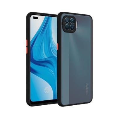 Picture of For Oppo F17 Luxurious Translucent Smoky Matte Shockproof Back Cover Case -Black