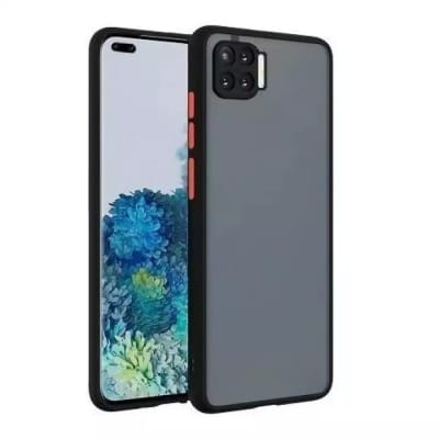 Picture of For Oppo F17 Pro Luxurious Translucent Smoky Matte Shockproof Back Cover Case -Black