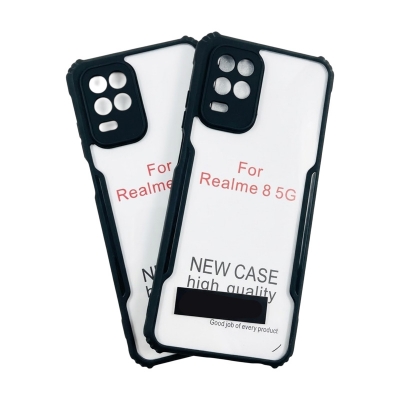 Picture of For Realme 8 5G shockproof Transparent PC TPU Bumper Military Grade Rugged case For Realme 8 5g -Black