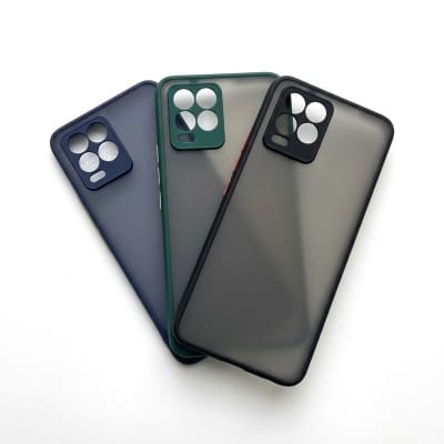 Picture of Camera Protection Bumper Phone Cases For Realme 8 5g Matte Translucent Shockproof Back Cover -Black