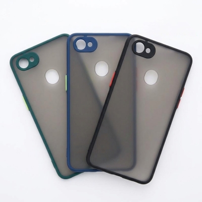 Picture of Oppo F7 - Shockproof Matte Frosted and Smoky Transparent Premium Back Cover -Black