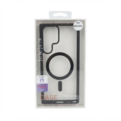Picture of for Samsung Galaxy S22 Ultra Magsafe case Charger supported Slim Clear transparent Silicone Back Cover case - Phone Back Cover -Black