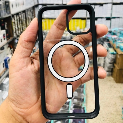Picture of for iPhone 11 Pro Magsafe case Charger supported Slim Clear transparent Silicone Back Cover case - Phone Back Cover -Black