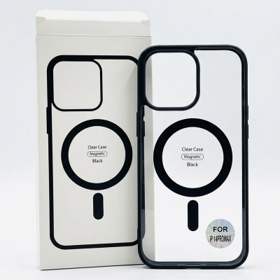 Picture of for iPhone 14 pro max  Magsafe case Charger supported Slim Clear transparent Silicone Back Cover case -Black