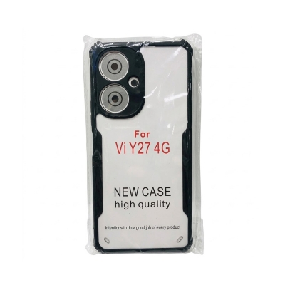 Picture of For Vivo Y27 Cover Edge-Reinforced Shockproof Cushion Back Clear Hybrid Transparent Hard Cover Casing - Camera - Phone Back Cover -Black
