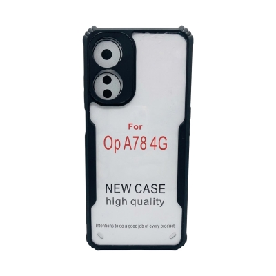 Picture of For Oppo A78 4G Cover Edge-Reinforced Shockproof Cushion Back Clear Hybrid Transparent Hard Cover Casing - Camera - Phone Back Cover -Black