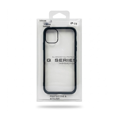 Picture of For iPhone 11 Luxury Premium Quality Antibacterial Q-Series Clear Case iphone transparent Back Case Cover -Black