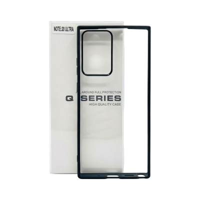 Picture of For Samsung Galaxy note 20 Ultra Luxury Premium Quality Antibacterial Q-Series Clear Case Samsung  transparent Back Case Cover -Black