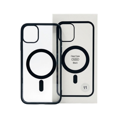 Picture of for iPhone 11 Magsafe case Charger supported Slim Clear transparent Silicone Back Cover case -Black