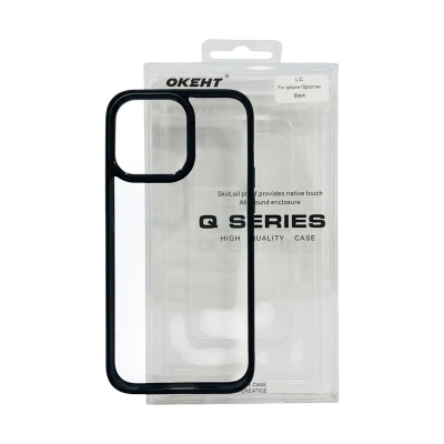 Picture of For iPhone 15 Pro Max  Luxury Premium Quality Antibacterial Q-Series Clear Case iphone transparent Back Case Cover -Black