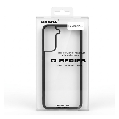 Picture of For Samsung Galaxy S21 Plus  Luxury Premium Quality Antibacterial Q-Series Clear Case iphone transparent Back Case Cover -Black