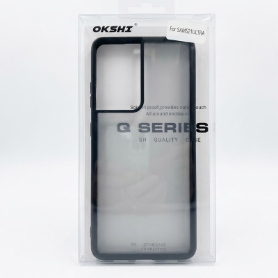 Picture of For Samsung Galaxy S21 Ultra Luxury Premium Quality Antibacterial Q-Series Clear Case iphone transparent Back Case Cover -Black