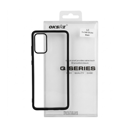 Picture of Q SERIES CARBON CLEAR SKID-PROOF PHONE CASE FOR Samsung Galaxy S20 Plus CAMERA PROTECTIVE STYLISH TRANSPARENT COVER -Black