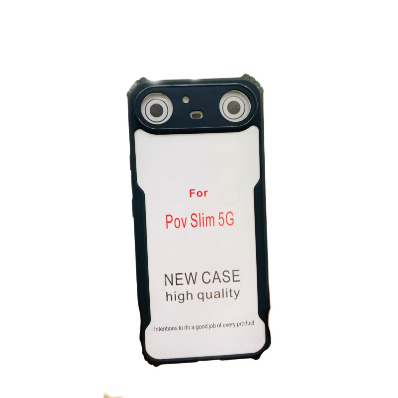 Picture of For Xundd Case For Tecno Pova Slim  Back Cover FitSmart Transparent Heavy Duty Hybrid Ultra Slim Protective Hard PC Back + Soft TPU Back Cover for Xundd Case For Tecno Pova Slim Black, Bumper Mobile Phone Back Cover With Camera Protective Back Case 