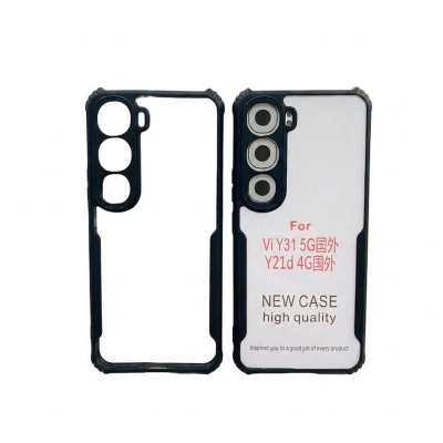 Picture of For Xundd Case For Vivo Y21D Back Cover FitSmart Transparent Heavy Duty Hybrid Ultra Slim Protective Hard PC Back + Soft TPU Back Cover for Xundd Case For Vivo Y21D Black, Bumper Mobile Phone Back Cover With Camera Protective Back Case 