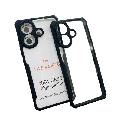 Picture of For Xundd Case For Vivo V60 Lite Back Cover FitSmart Transparent Heavy Duty Hybrid Ultra Slim Protective Hard PC Back + Soft TPU Back Cover for Xundd Case For Vivo V60 Lite Black, Bumper Mobile Phone Back Cover With Camera Protective Back Case 