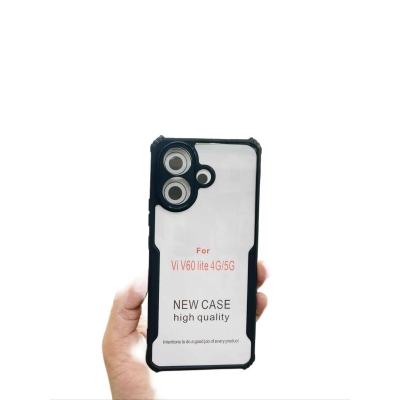 Picture of For Xundd Case For Vivo V60 Lite Back Cover FitSmart Transparent Heavy Duty Hybrid Ultra Slim Protective Hard PC Back + Soft TPU Back Cover for Xundd Case For Vivo V60 Lite Black, Bumper Mobile Phone Back Cover With Camera Protective Back Case 