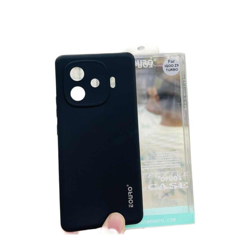 Picture of VIVO IQOO Z9 Turbo Premium Case Soft Sandstone Slim Matte Cover Eouro - Phone -Black