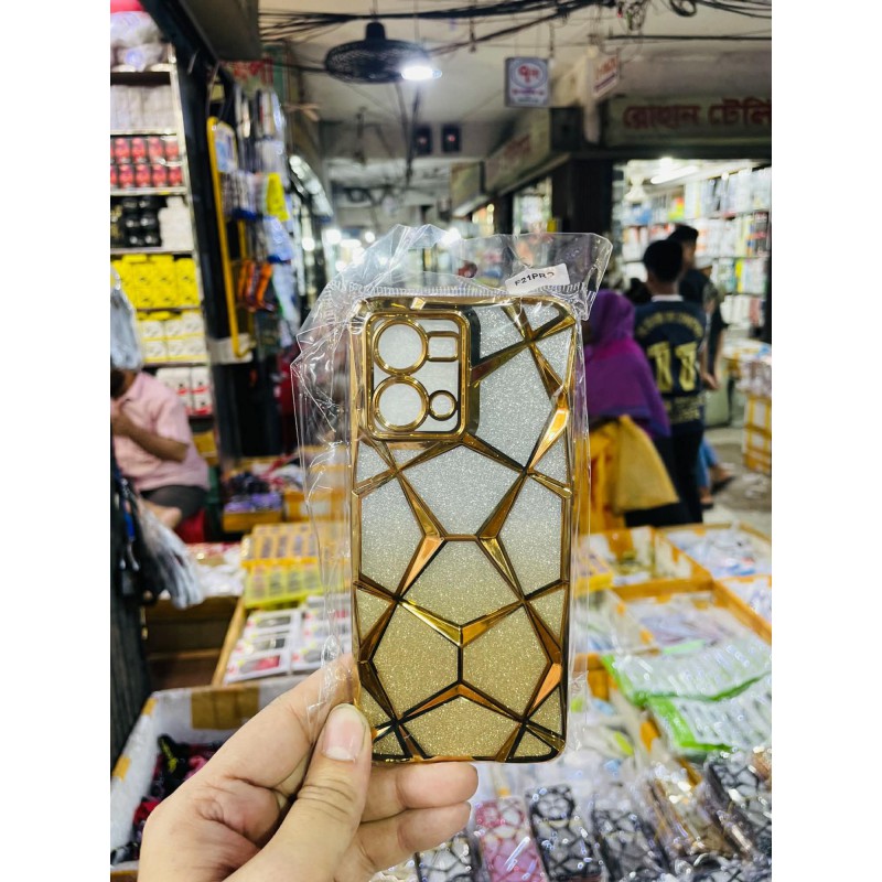 Picture of Luxury Girl's Phone Case for Oppo F21 Pro 4G Glitter Bling 3D Cube Diamond Marble Soft TPU Shockproof Ladies Cover 
