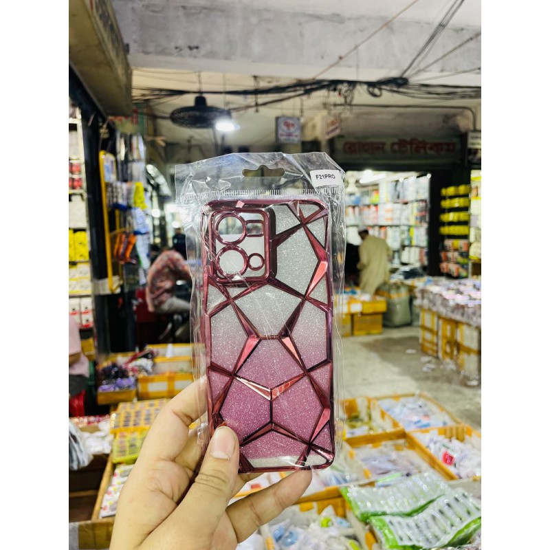 Picture of Luxury Girl's Phone Case for Oppo F21 Pro 4G Glitter Bling 3D Cube Diamond Marble Soft TPU Shockproof Ladies Cover 