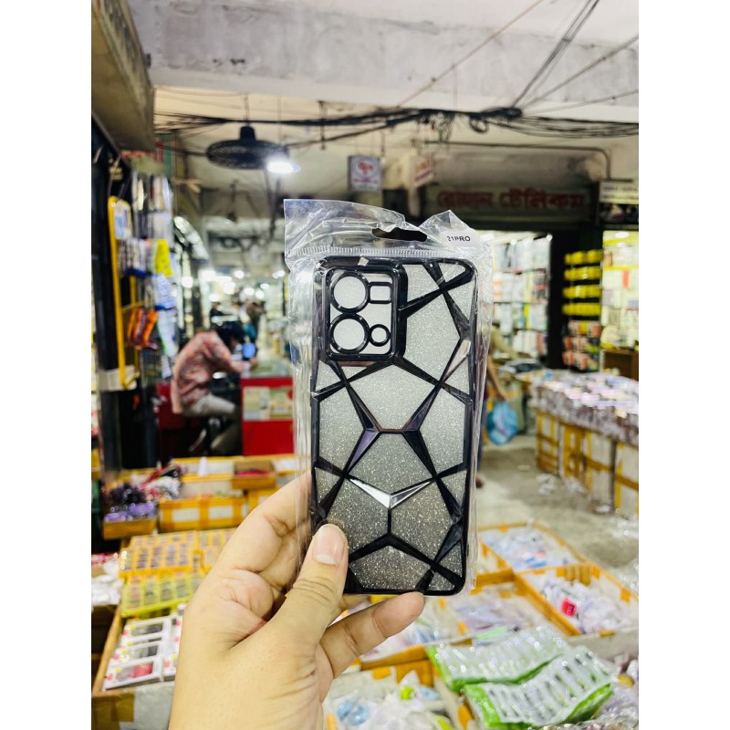 Picture of Luxury Girl's Phone Case for Oppo F21 Pro 4G Glitter Bling 3D Cube Diamond Marble Soft TPU Shockproof Ladies Cover 