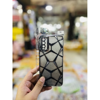 Picture of Luxury Girl's Phone Case for Vivo Y20 Glitter Bling 3D Cube Diamond Marble Soft TPU Shockproof Ladies Cover 