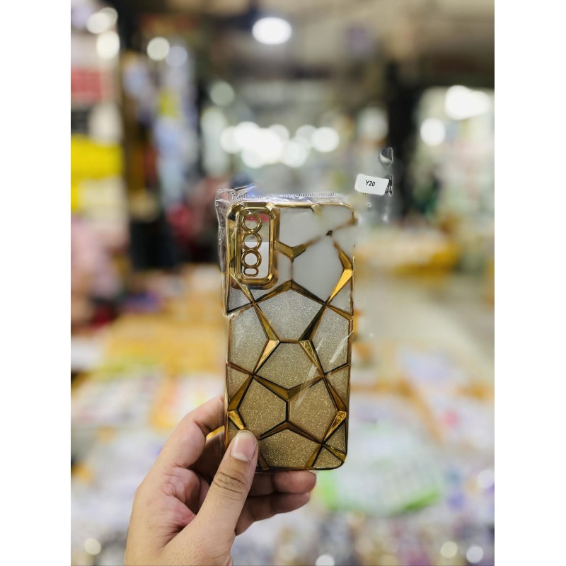 Picture of Luxury Girl's Phone Case for Vivo Y20 Glitter Bling 3D Cube Diamond Marble Soft TPU Shockproof Ladies Cover 