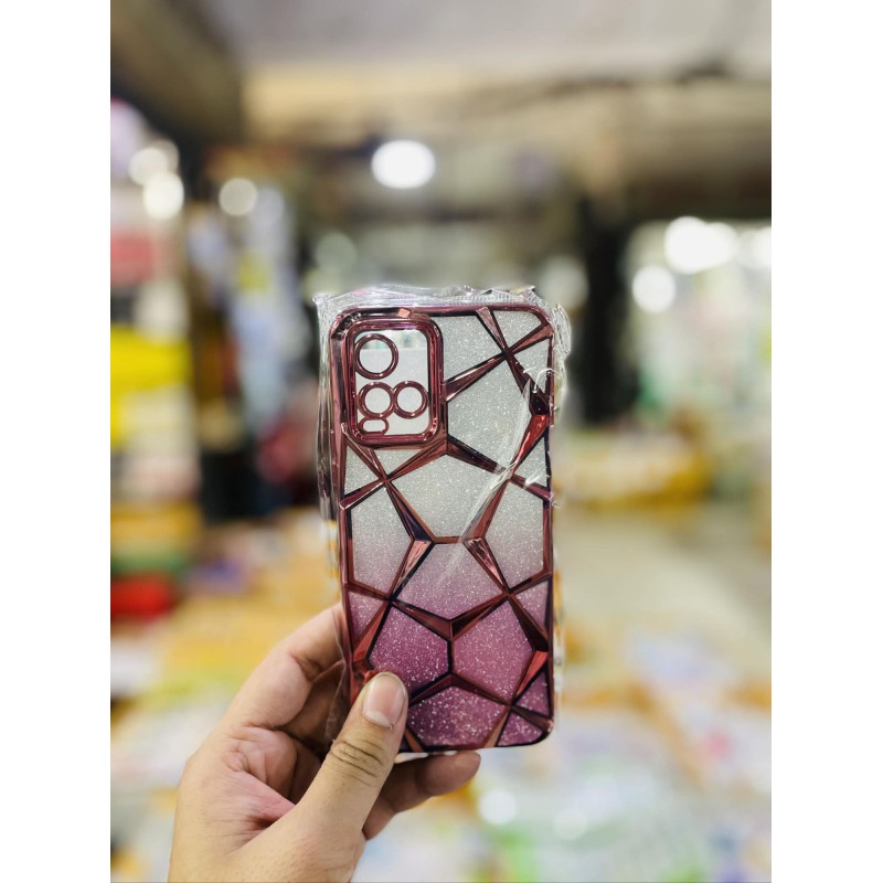 Picture of Luxury Girl's Phone Case for Vivo Y21 Glitter Bling 3D Cube Diamond Marble Soft TPU Shockproof Ladies Cover 