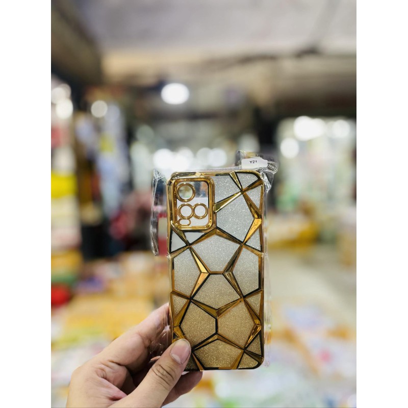 Picture of Luxury Girl's Phone Case for Vivo Y21 Glitter Bling 3D Cube Diamond Marble Soft TPU Shockproof Ladies Cover 